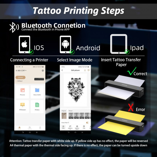 Tattoo Wireless Bluetooth HD Printer #TR040